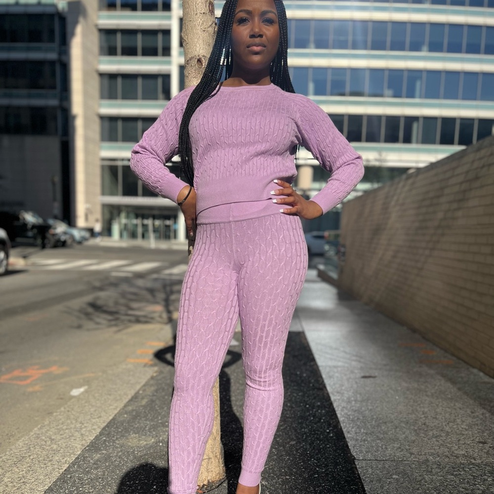 Lay back and Chill Lavender Knit Leggings Set